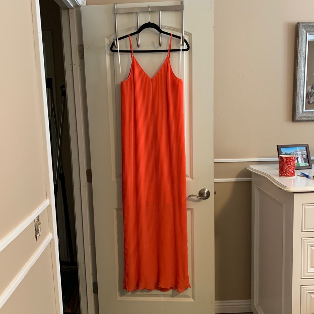 BCBGeneration Orange Pleated Maxi Dress